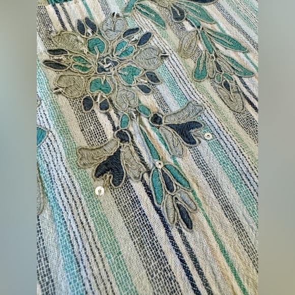 Soft Surroundings Embelia Cotton Tunic Top green Multi Stripe Size Extra Large - Picture 7 of 14